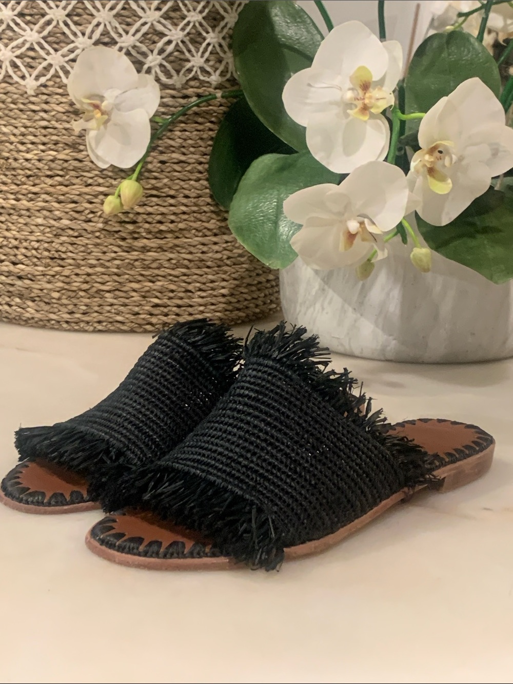 Proud Mary Handmade Moroccan Raffia Sandals Fringe Leather Sole Size 38/US 7.5